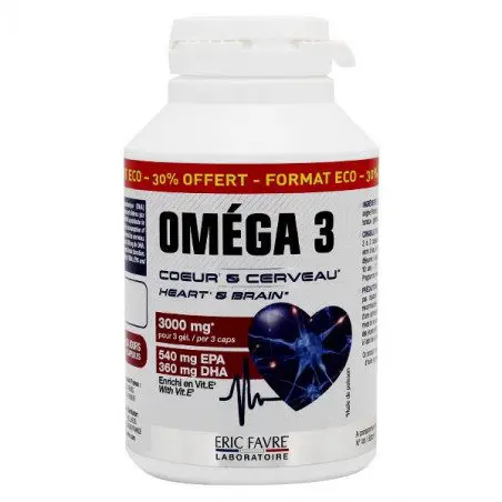 ERIC FAVRE OMEGA 3 CŒUR & CERVEAU 3000 MG 60 CAPSULES – Image 1