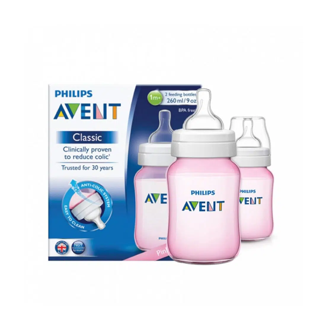 AVENT BIBERON ANTI COLIC 260 ML TWIN PINK – Image 1